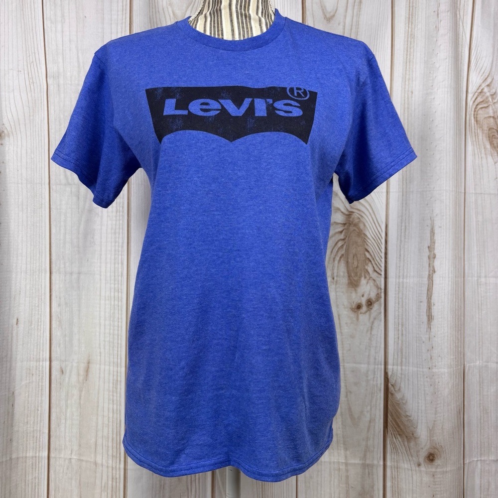 Levi's Iconic Logo Tee Unisex Short Sleeve Tagless Casual T-Shirt Blue Sz Small